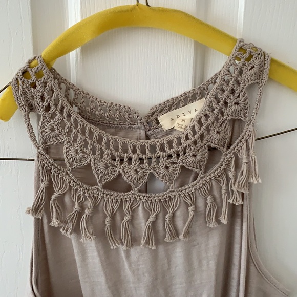 Dressy Cotton Tee with Fringe/Tassel - Sandstone M - Picture 3 of 9